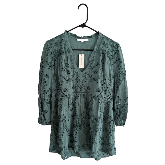 Daniel Rainn Tops - Anthropologie Daniel Rainn Eyelet Boho Tunic Blouse Women Size S Green New